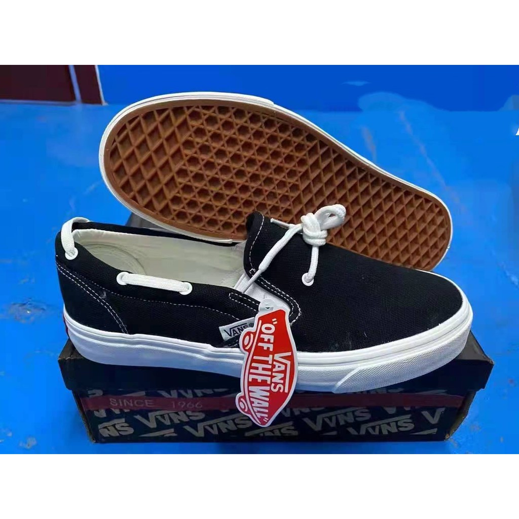 Vans shoes topsider low cut slip on women and men black casual | Shopee ...
