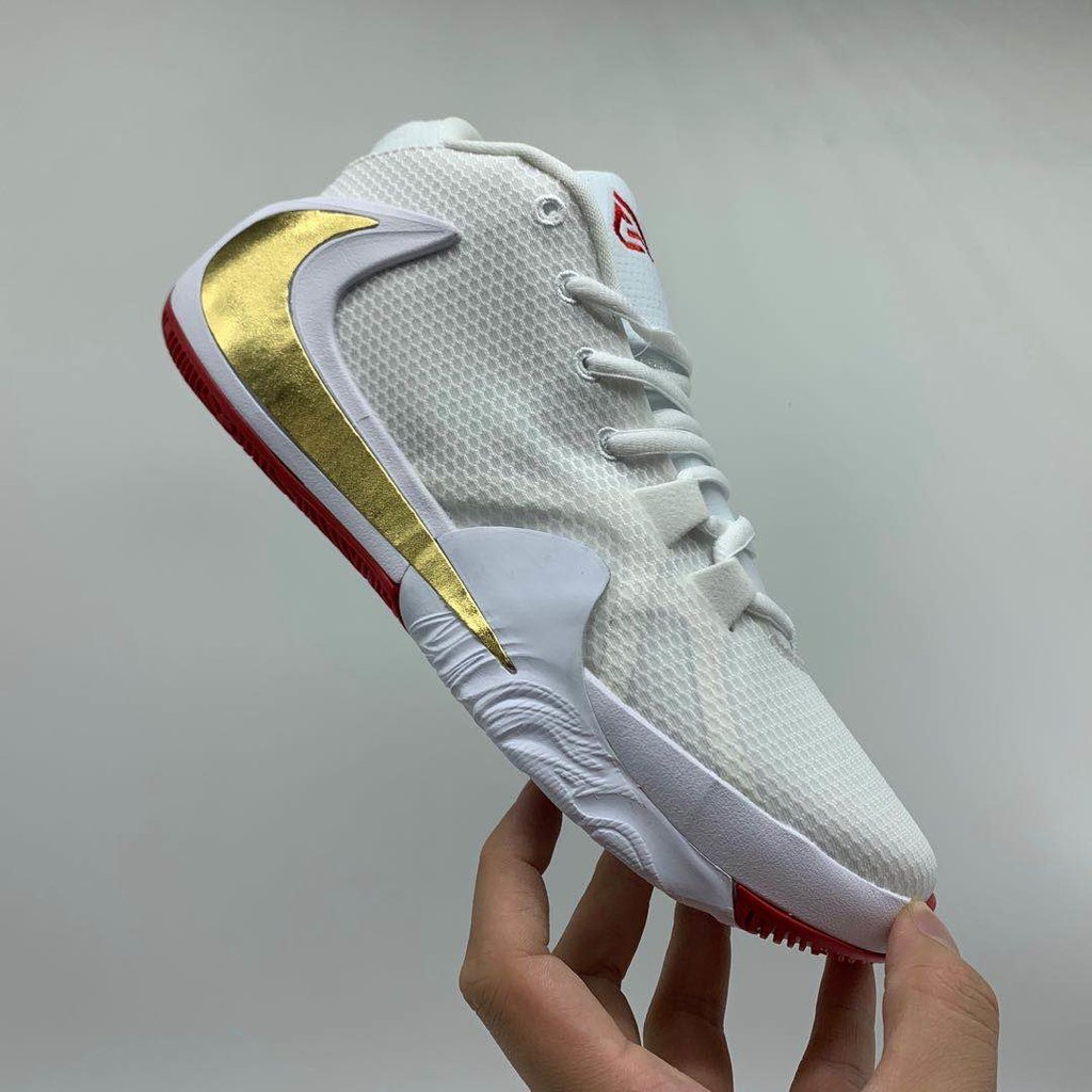 basketball shoes white and gold