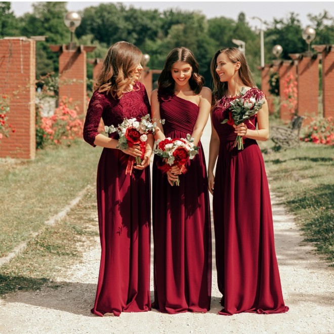 wine red dress for wedding - 53% OFF 