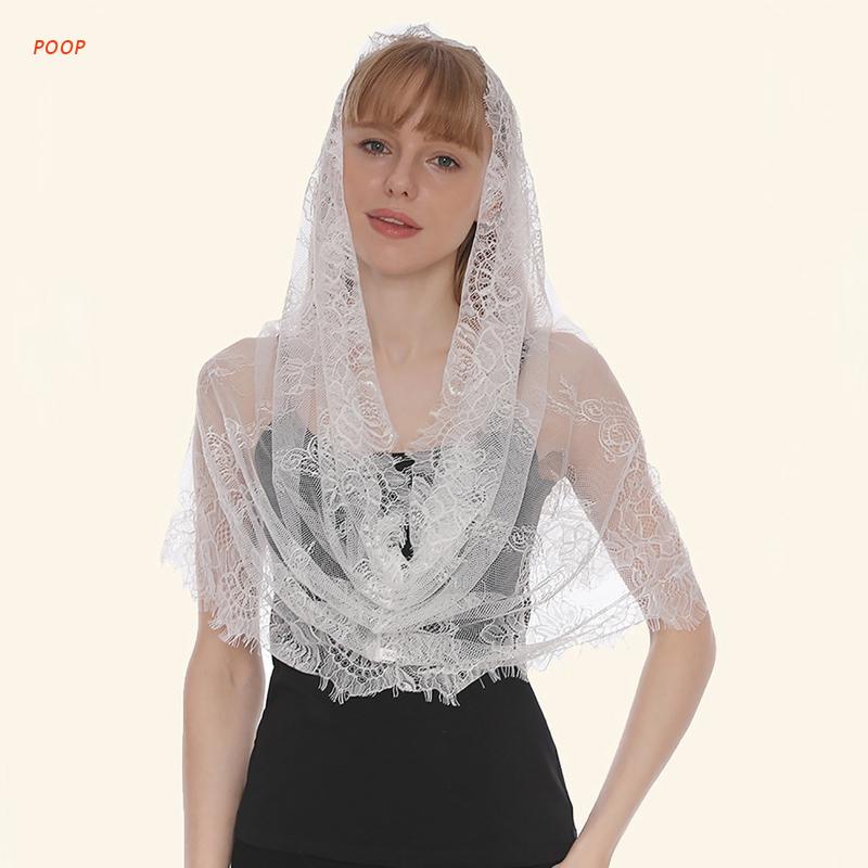 POOP Lace Head Scarf For Church Mantilla Lace Scarf Chapel Veil ...