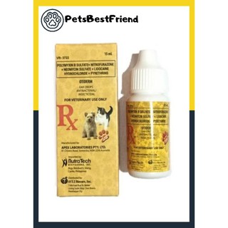 Otiderm Antibacterial & Insecticidal Ear Drops for Dogs and Cats 15ml