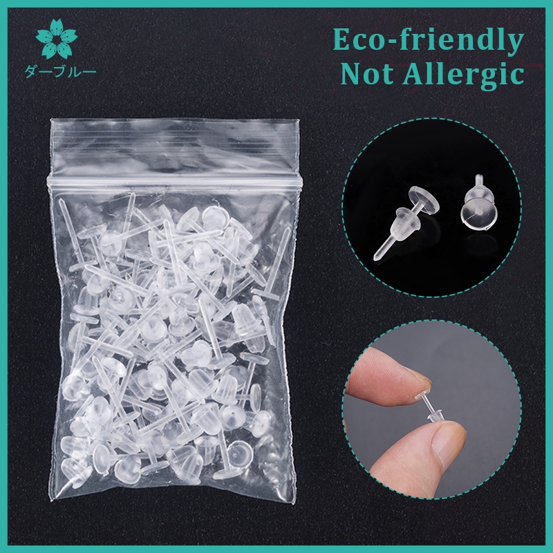 50pcs 3mm Invisible Plastic Earrings Clear AntiAllergy Plastic Stem