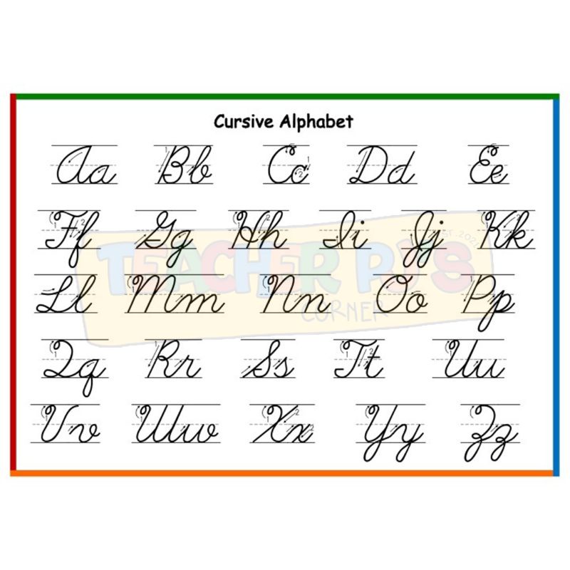 Cursive Alphabet A4 Size Thick Laminated Educational Wall Chart for ...