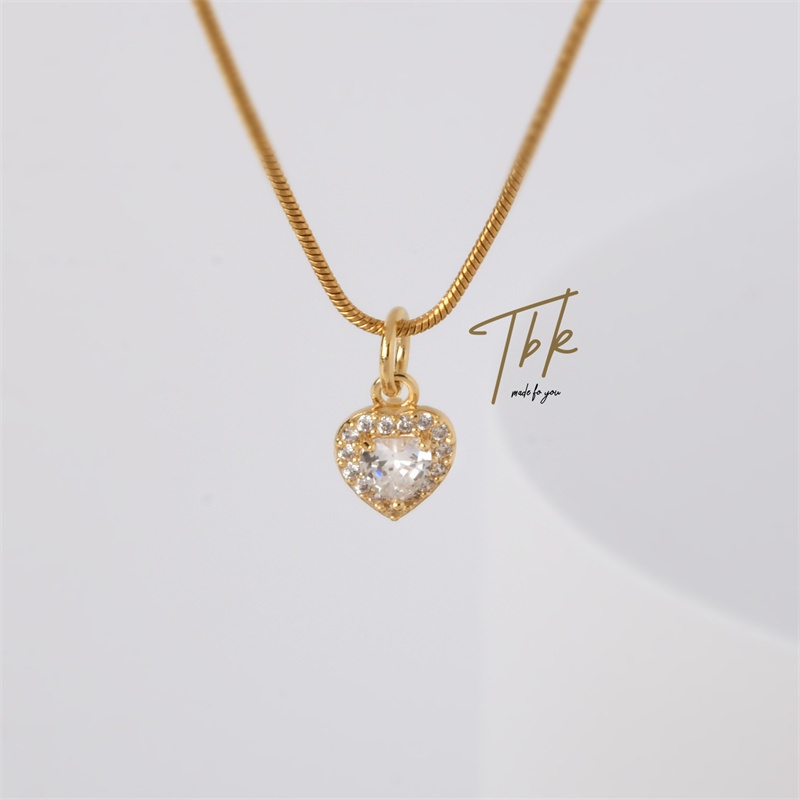 TBK 18K Gold Cubic Zirconia Heart Pendant Necklace Accessories For ...