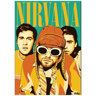 Nirvana band Retro Kraft Paper Poster Bar Office Coffee Shop Home Art Wall Sticker Decoration #8