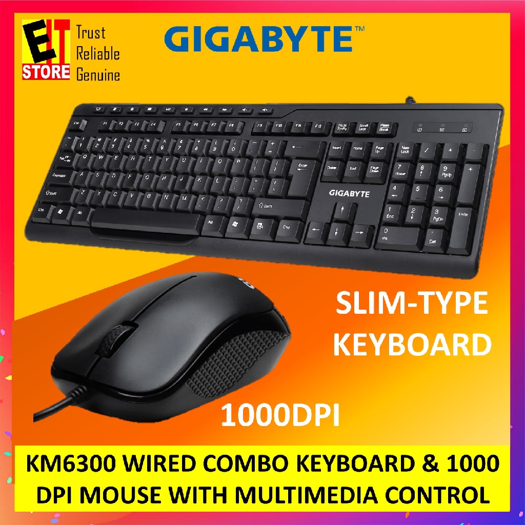 GIGABYTE KM6300 WIRED COMBO KEYBOARD & 1000 DPI MOUSE WITH MULTIMEDIA