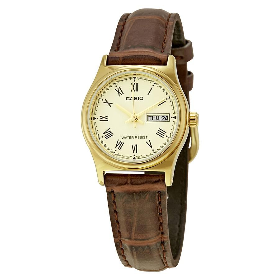 casio leather strap women's watch