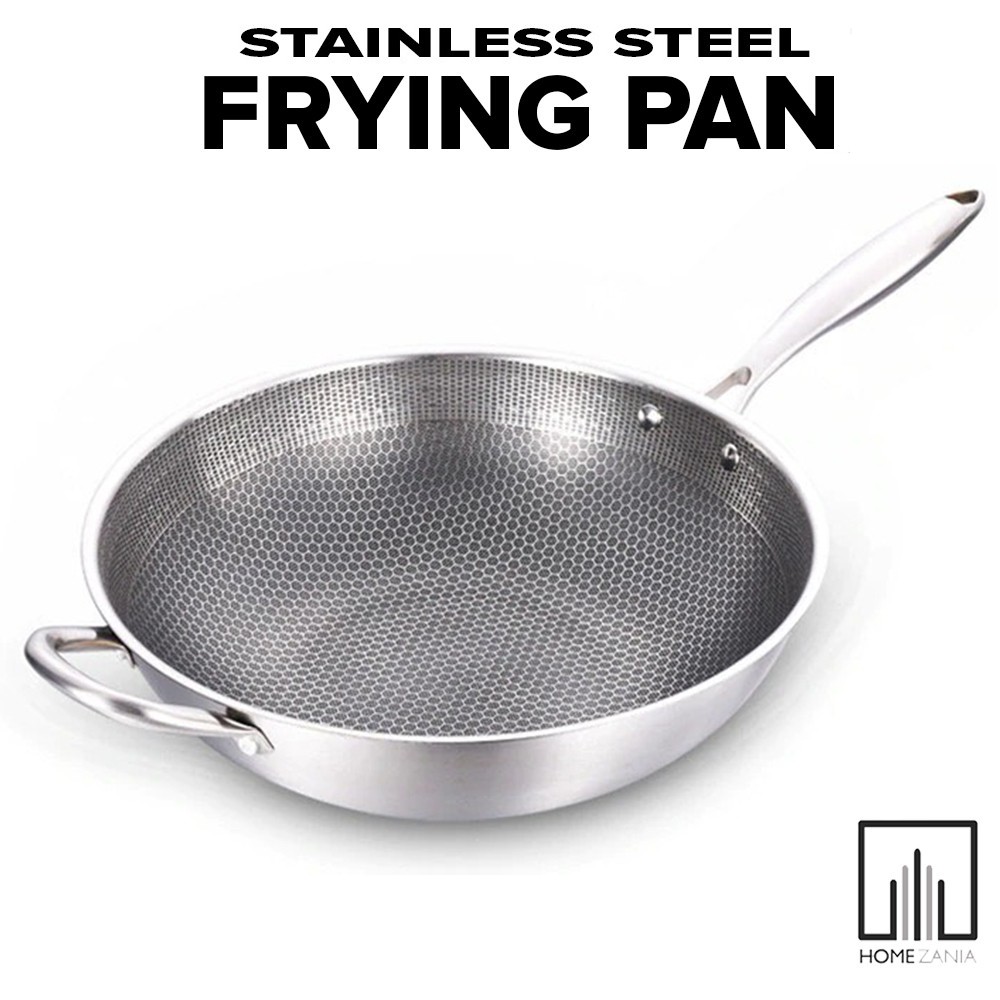 Stainless Steel Thick Handmade Frying Pan For Stir and Fry