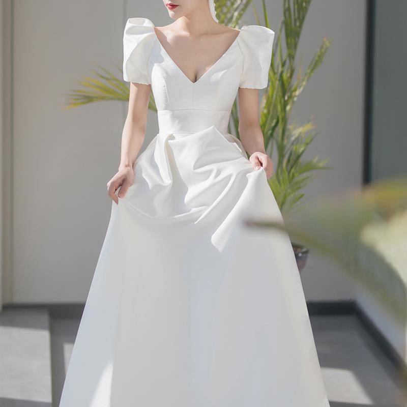 casual satin wedding dress