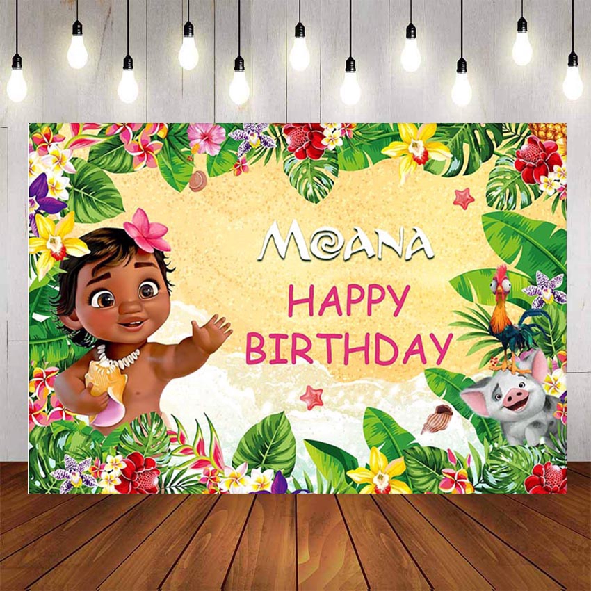 Moana Birthday Backdrop Hawaiian Luau Photography Backdrops Baby Girl Aloha Party Background Decoration Photobooth Custom Name Photo Shopee Philippines