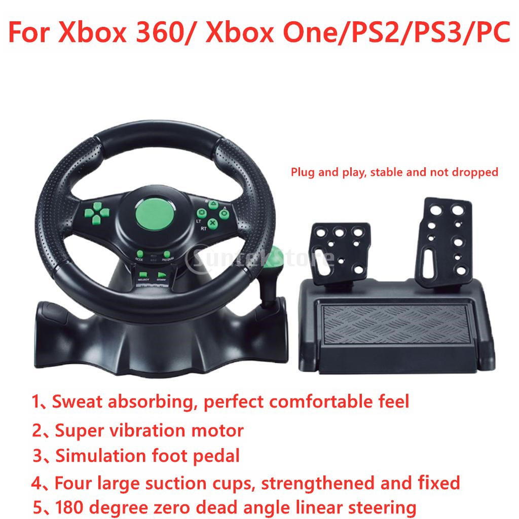 Pro Racing Steering Wheel Foot Pedal Set Truck Bus Driving Simulator