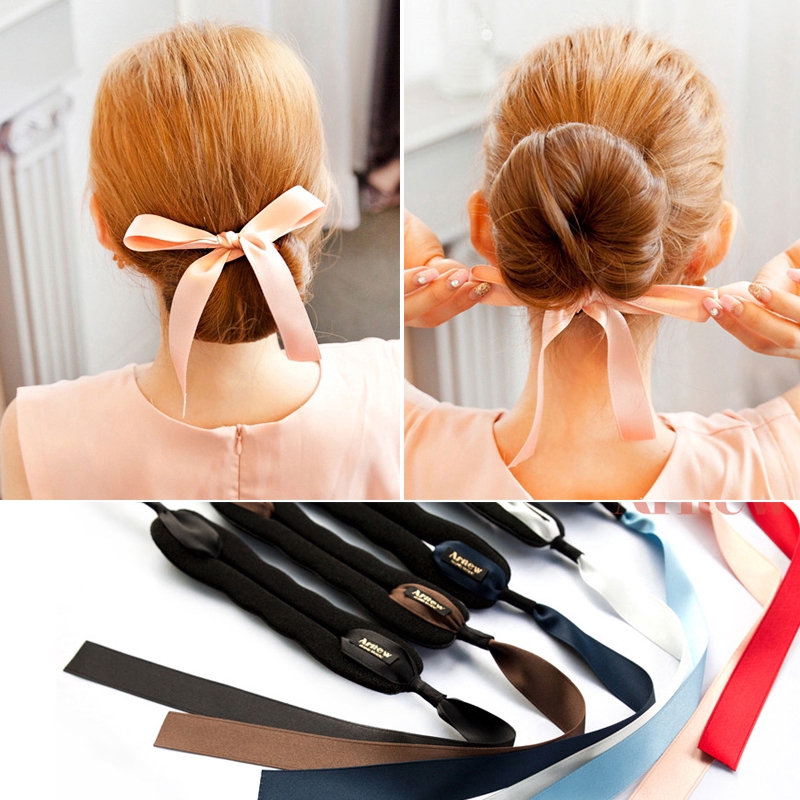 New Arrival Women Girls Ribbon Pink Bow Hair Tie Hairbands