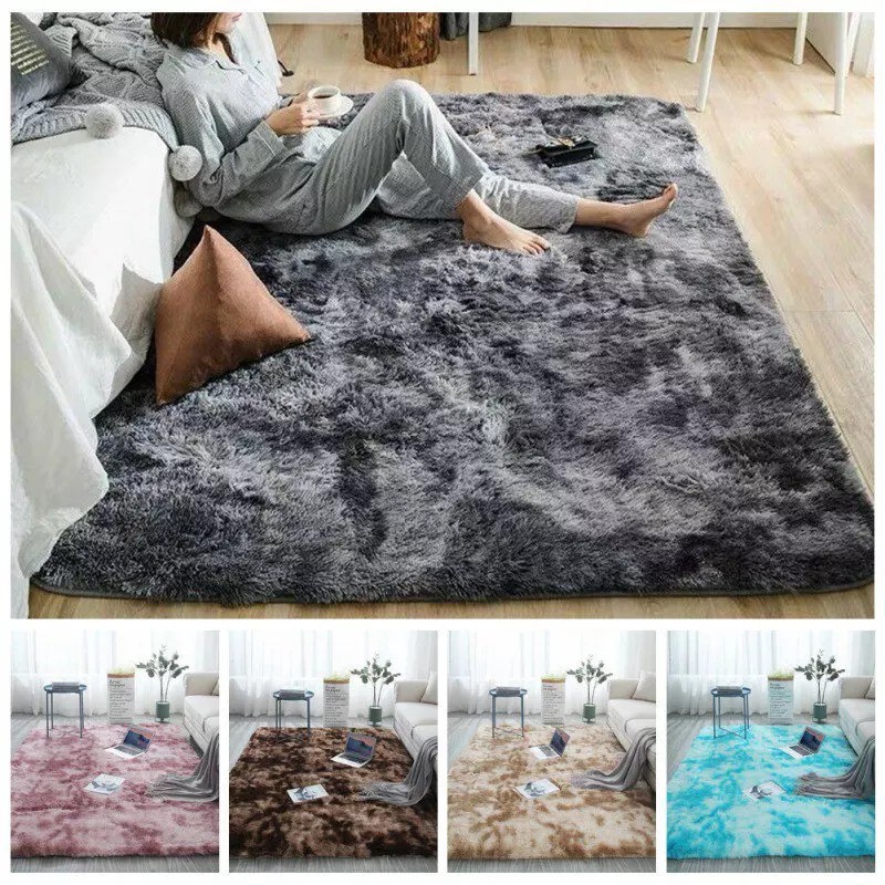 80x120cm 2 Tone Soft Fluffy Multicolor Rugs Bedroom Floor Carpet Mats