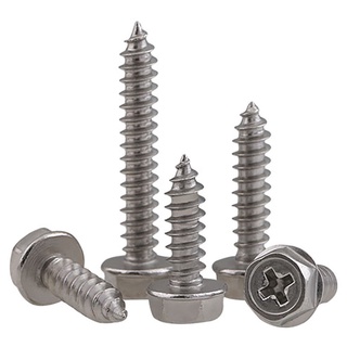 M3M4M5M6 Phillips Flanged Self Tapping Screws Hex Head Tappers A2 304 Stainless 