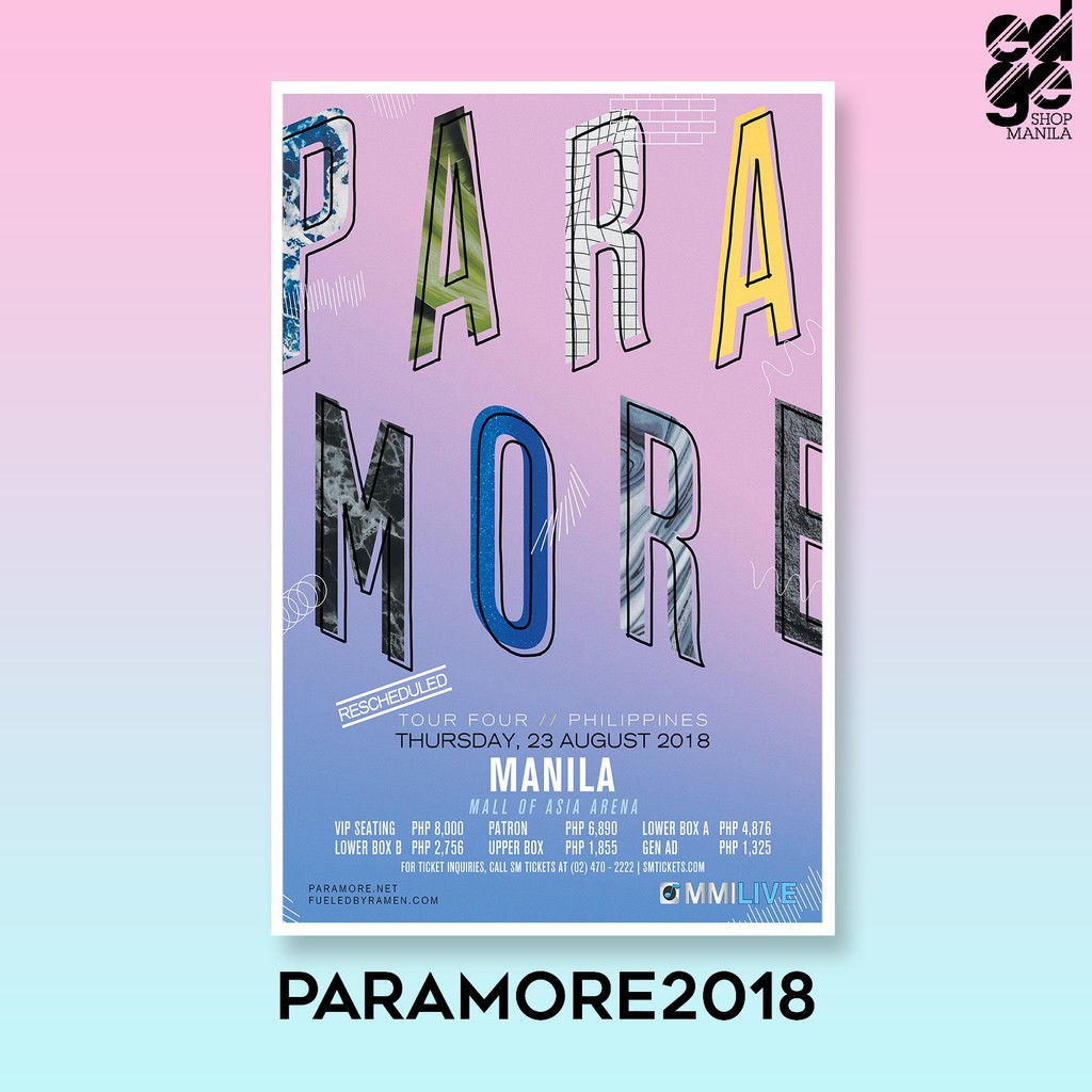 PARAMORE IN MANILA Concert Posters ( 305mm x 470mm ) Shopee Philippines