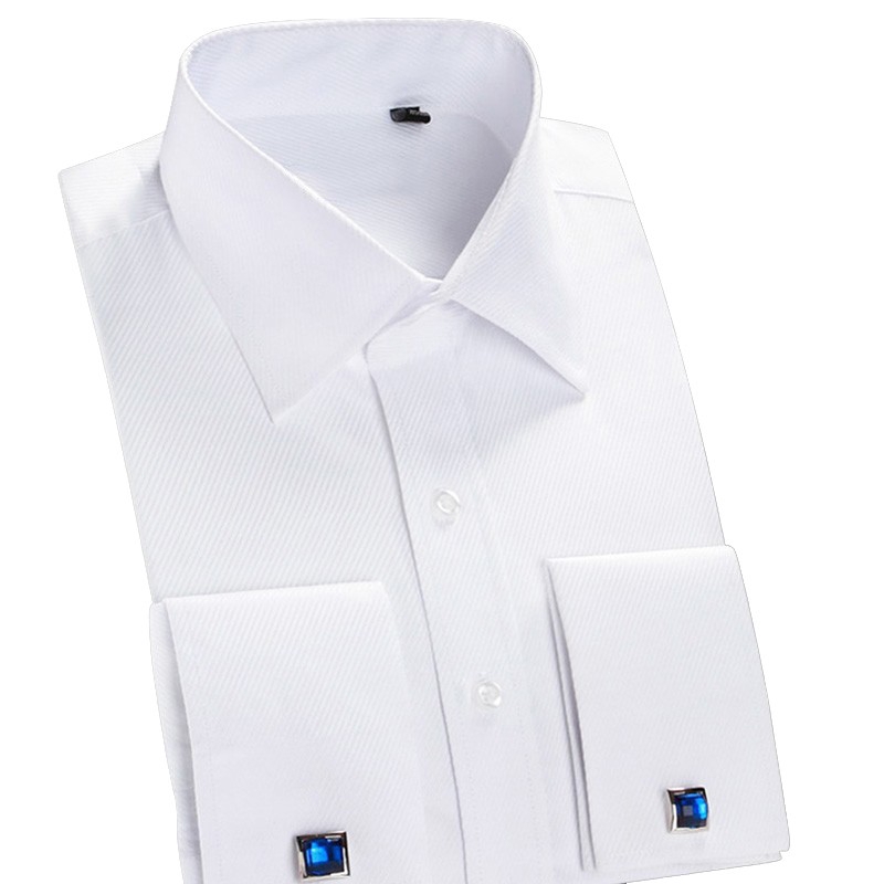 French Cuff Shirts Mens Formal Business Dress Shirt Wedding Tuxedo Shirts