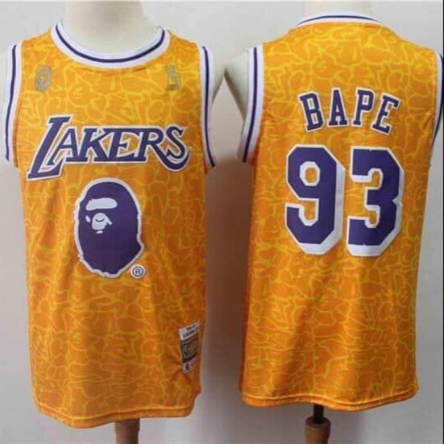 bape mitchell and ness lakers