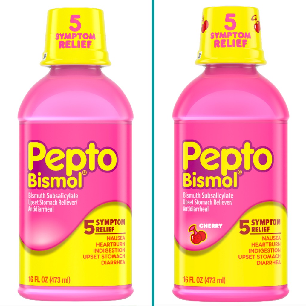 Pepto Bismol 5 Symptom Stomach Relief Liquid Original and Cherry Flavor