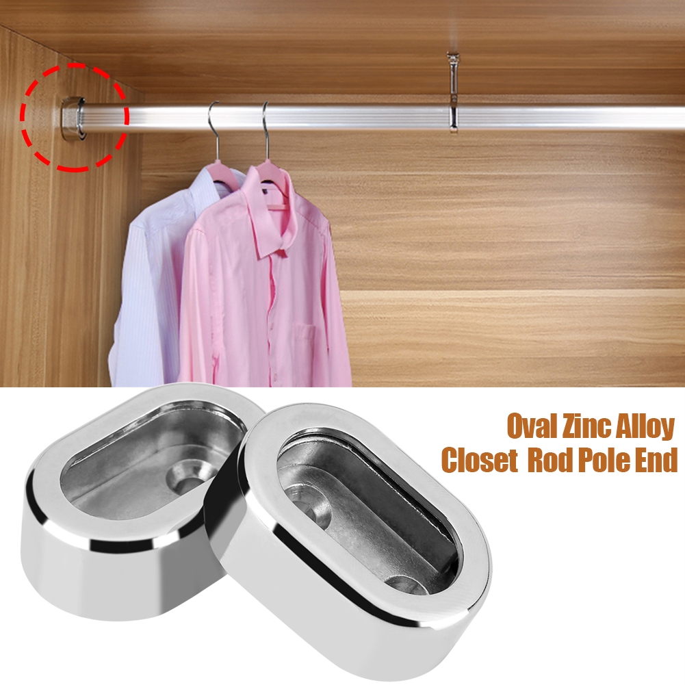 2pcs 16 32mm Oval Closet Rod Pole End Supports Wardrobe Clothes