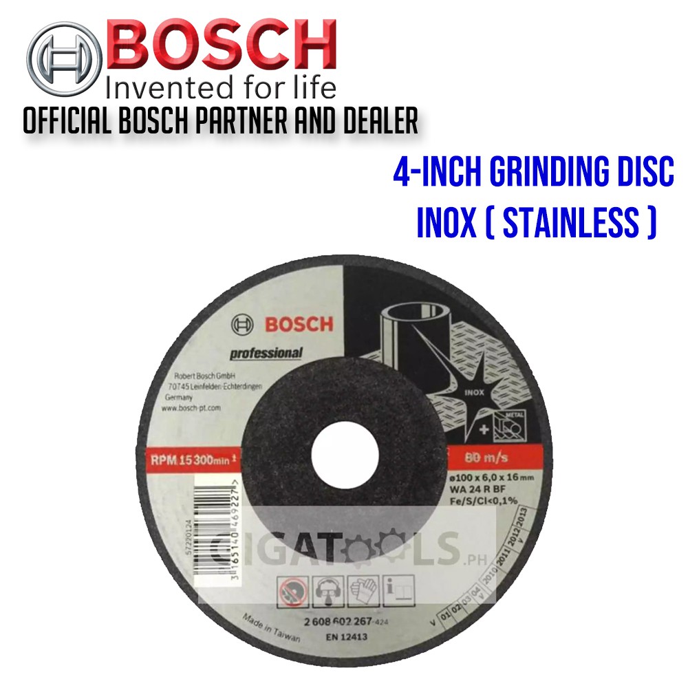 Bosch Grinding Disc 4inch INOX for Stainless ( 2 608 602 267 ) with