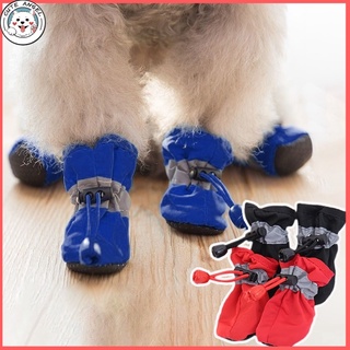 4Pcs/Set Dog Boots Shoes Dog Rain Shoes Waterproof Non-Slip Pet Socks Plush Pet Accessories