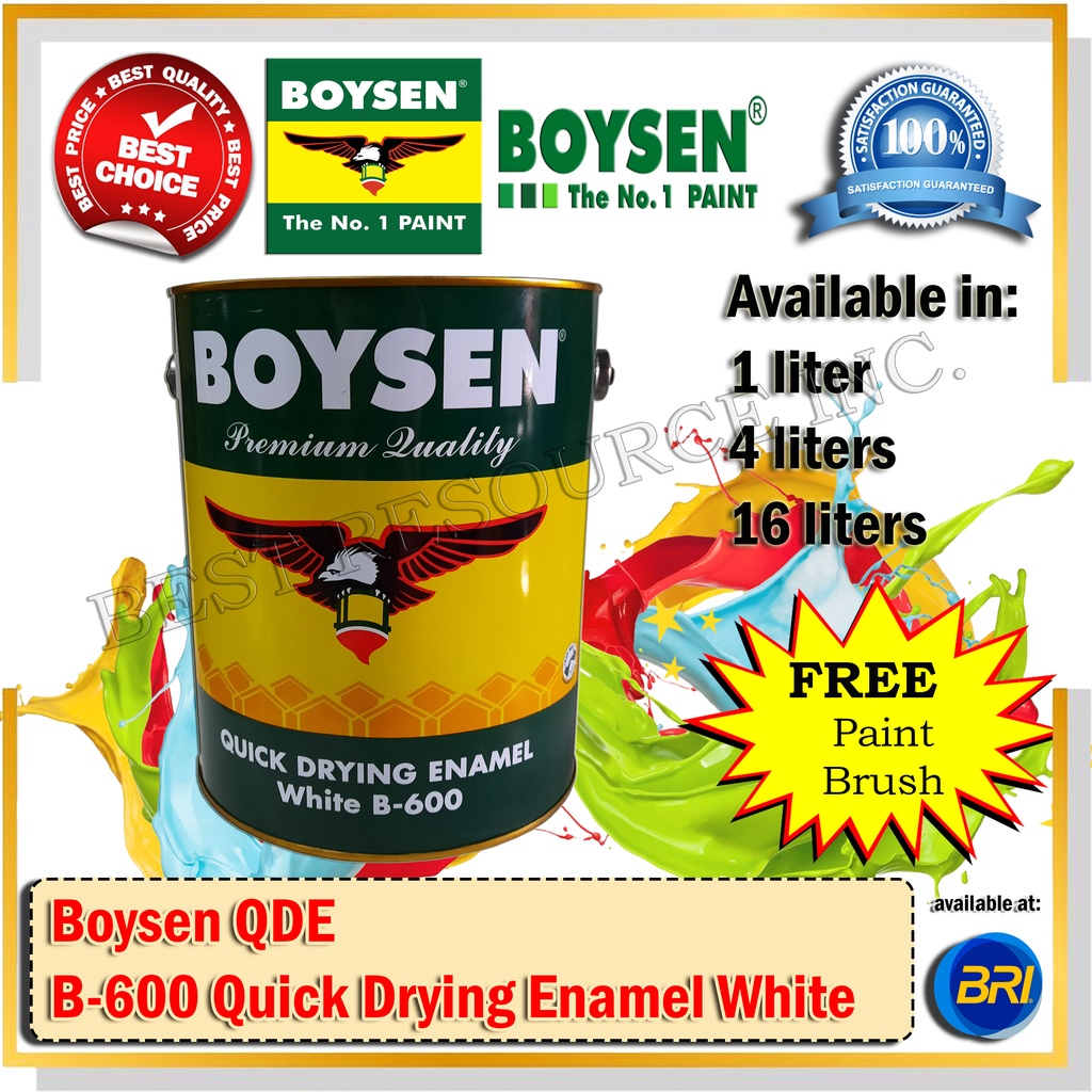 Boysen B-600 Quick Drying Enamel White 4Liters (Gallon) With Free Paint ...