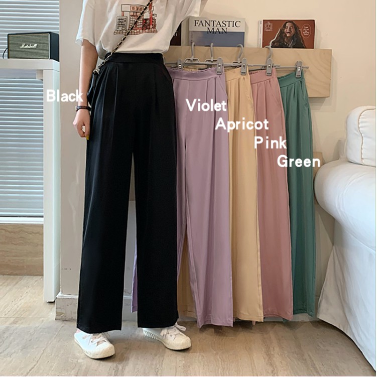 Women's High Waist Straight Wide Leg Suit Pants | Shopee Philippines