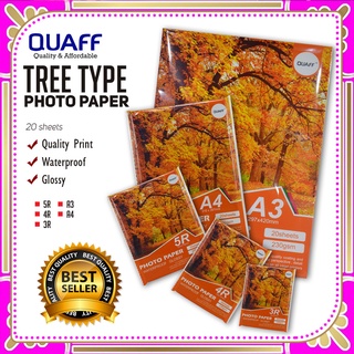 QUAFF Photo Paper Tree Type 230GSM A4 // 5R // 4R // 3R size with Back Print (20sheets per pack)