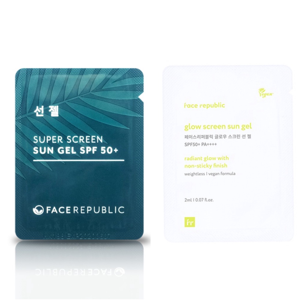 Face Republic Super Screen Sun Gel SPF 50+ 2mL new packaging QszQ