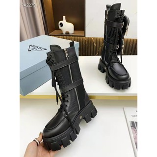 Lace-up zipper Prada side zip boots Mid-high boots for kids Huang Shengyi Running Wallet Boots Same thick-soled Martin boots #5