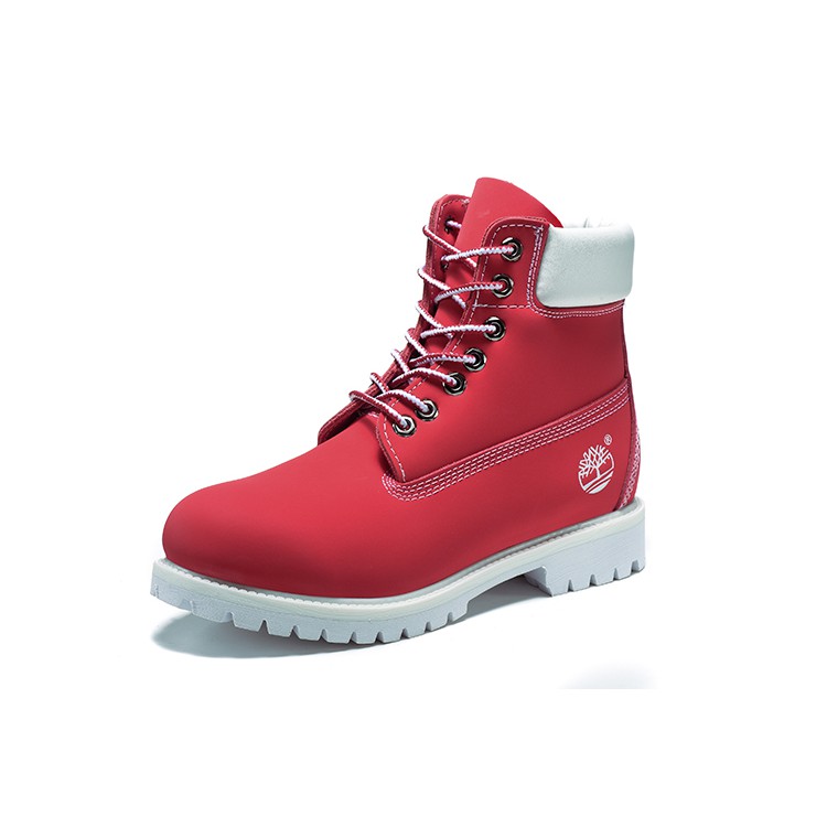red and white timberlands