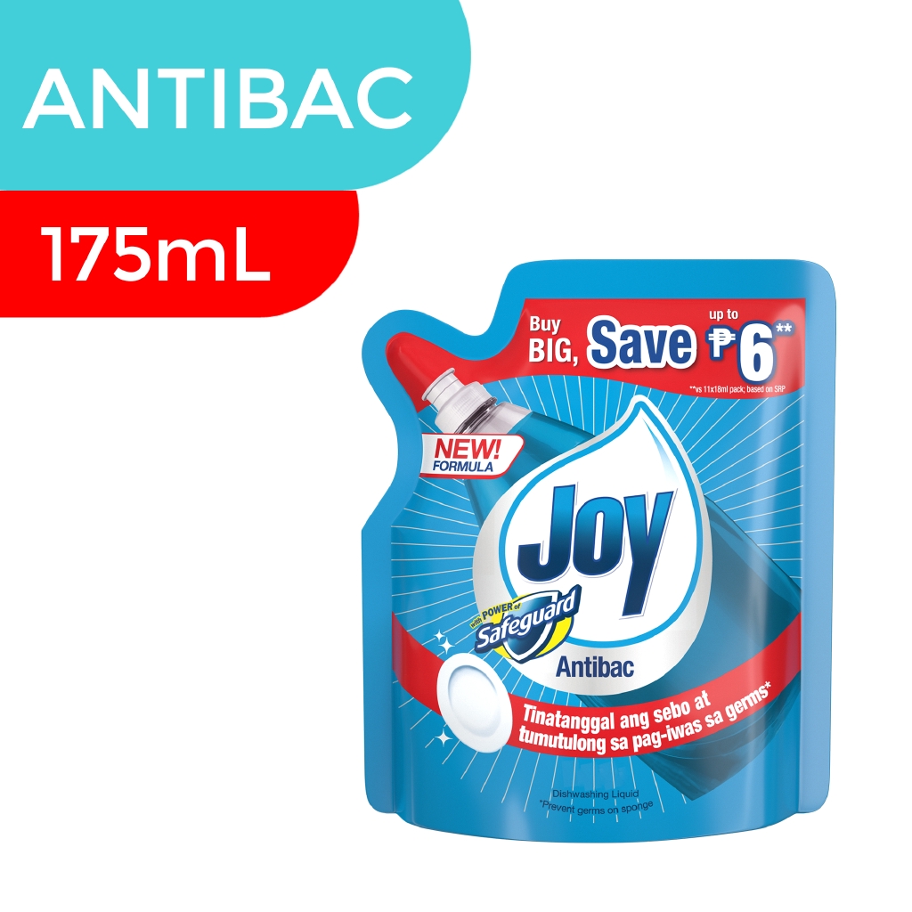 Joy Antibac with Power Of Safeguard Dishwashing Liquid Pouch Refill