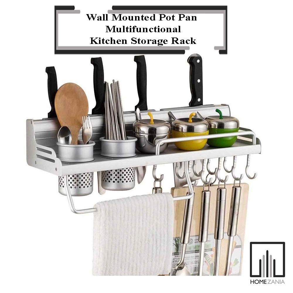 Wall Mounted Pot Pan  Rack  Multifunctional Kitchen Storage 