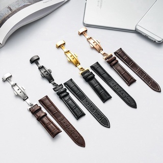 14 15 16 17 18 19 20 21 22 24 Mm Genuine Calf Leather Watch Band Strap Grain Butterfly Deployment Bu #3