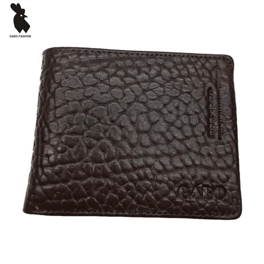 Gabo vdb3043 men's horizontal style leather wallet with ivory texture in black brown