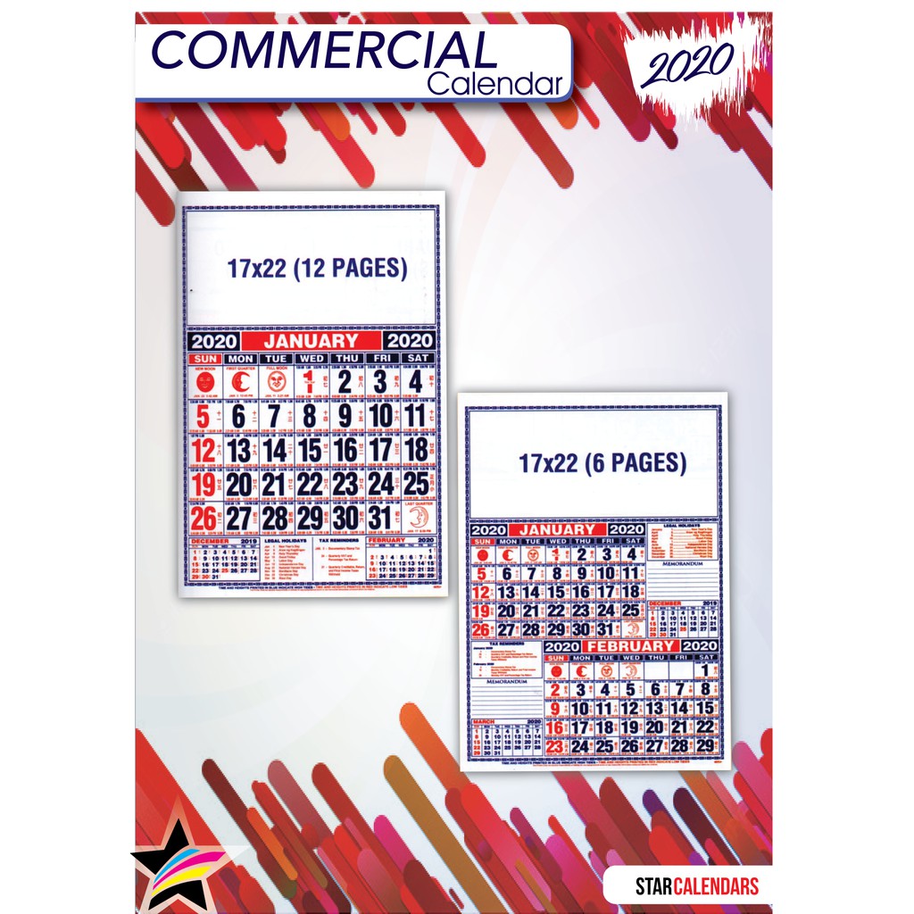 Commercial Calendars 2022 (17 x 22) | Shopee Philippines