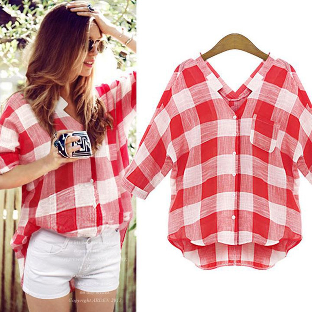 women's plus size checkered shirt