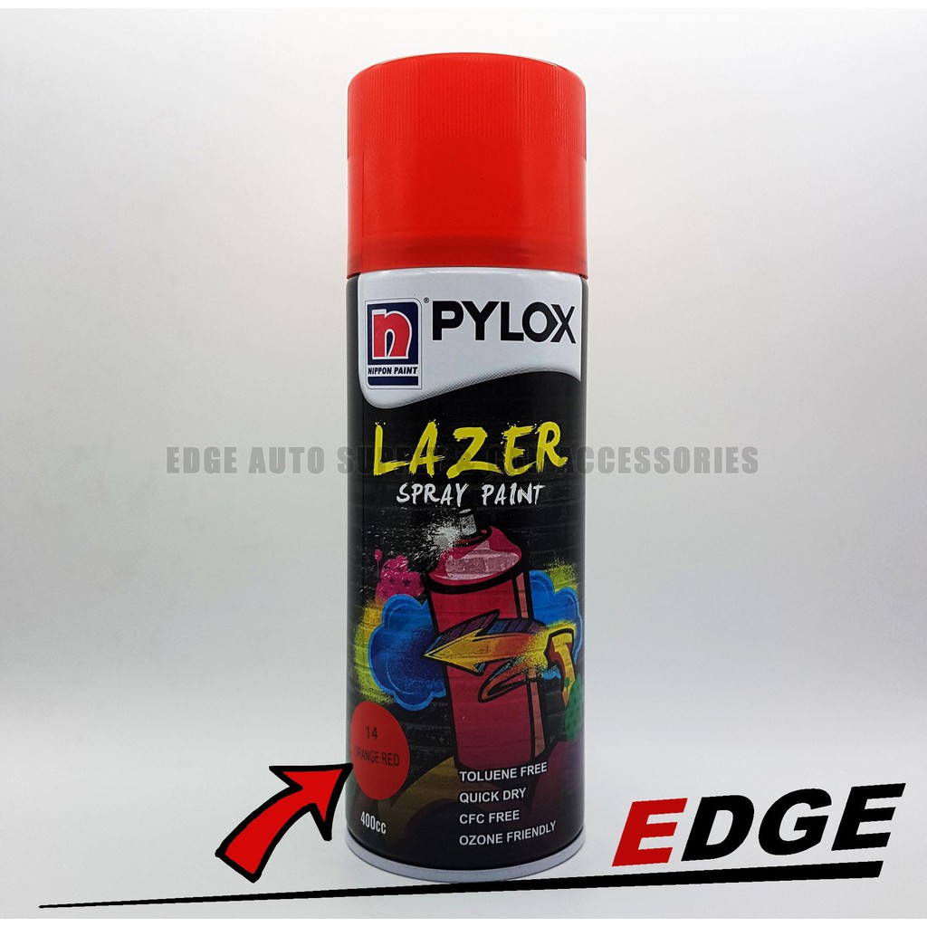 (14 Orange Red) Pylox Lazer Spray Paint 400Cc By Nippon Paint Red