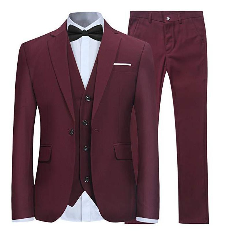 insMens Suits 3 Piece Slim Fit Wedding Formal Tuxedo One Button Close ...