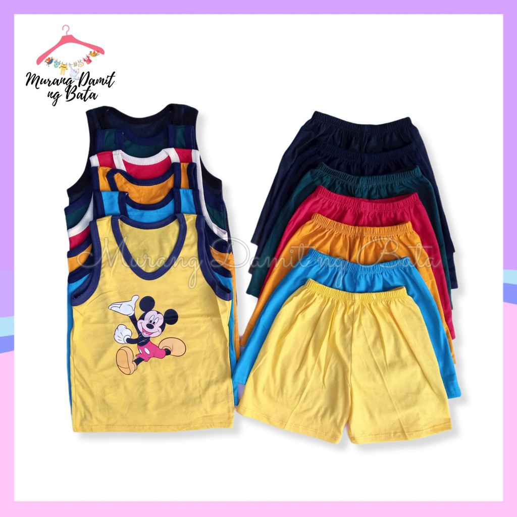 1-10yrs.old) Cotton Sando Terno Short Pambahay♚ | Shopee Philippines