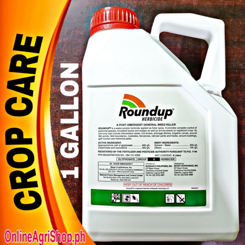 ROUND UP HERBICIDE GLYPHOSATE 480 SL (1 GALLON) BY BAYER | Shopee ...