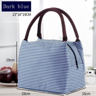 QQ Canvas Stripe Insulated Cooler Bags Thermal Food Picnic Bags Kids school Lunch Box Bag、lunch box