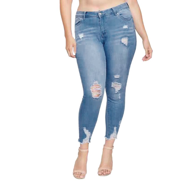 plus size light blue ripped jeans