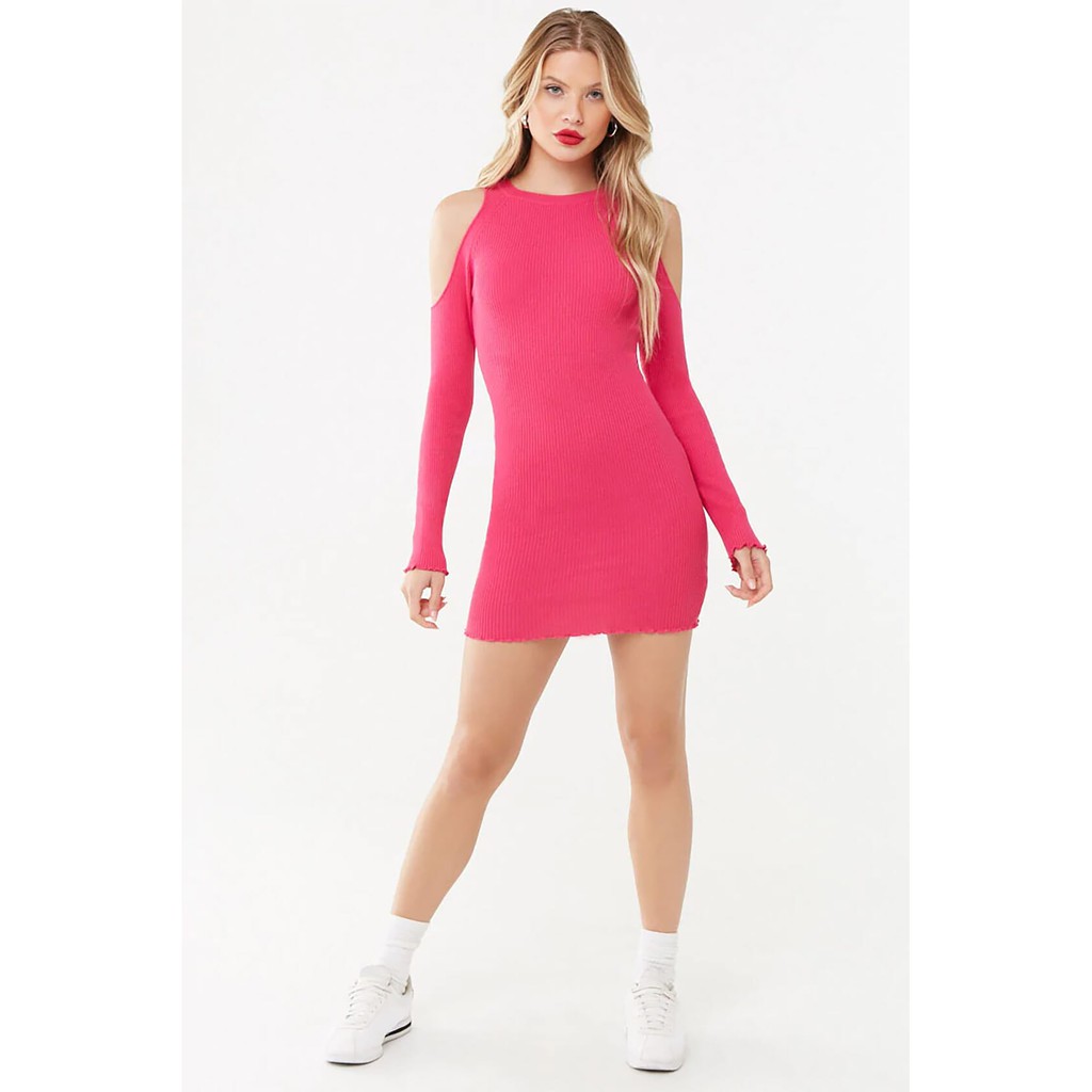 hot pink mini dress with sleeves