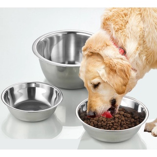 Large Capacity Dog Bowl 201 Stainless Steel Pet Feeding Bowl Cat and Dog Food Drinking Bowl Metal Feeding Bowl