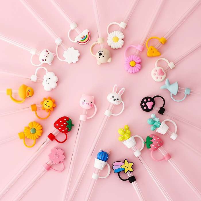 Dustproof Silicone Straws Cover Creative Cute Silicone Environmental Protection Straw Plug Straw Baby Kids Water Cup Acc