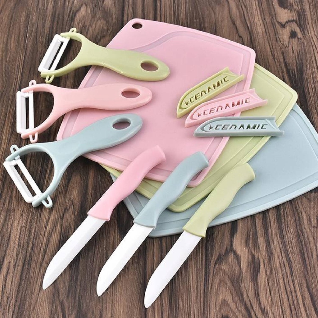 CZC 3pcs Ceramic Knife Set, Fruit Vegetable Chopping Knives, Pastel