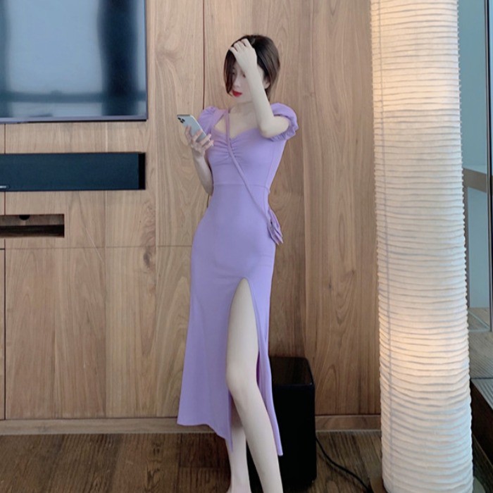 purple dress tight