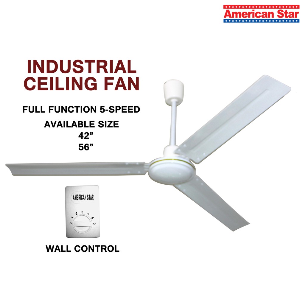 American Star Industrial Ceiling Fan 42 And 56 With Wall Control AMCF   0a8f9b53e01eee6c8b11470d89fb354a