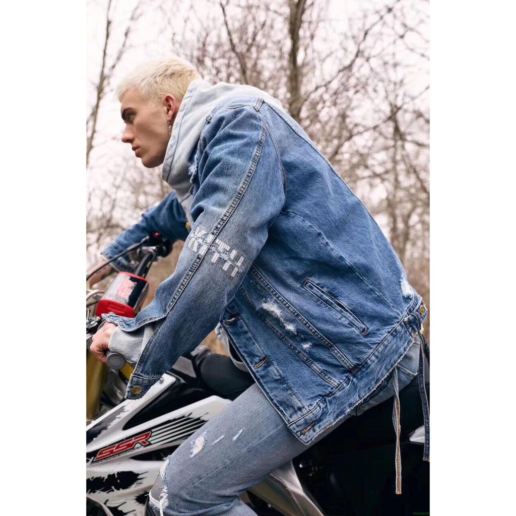 damage denim jacket mens